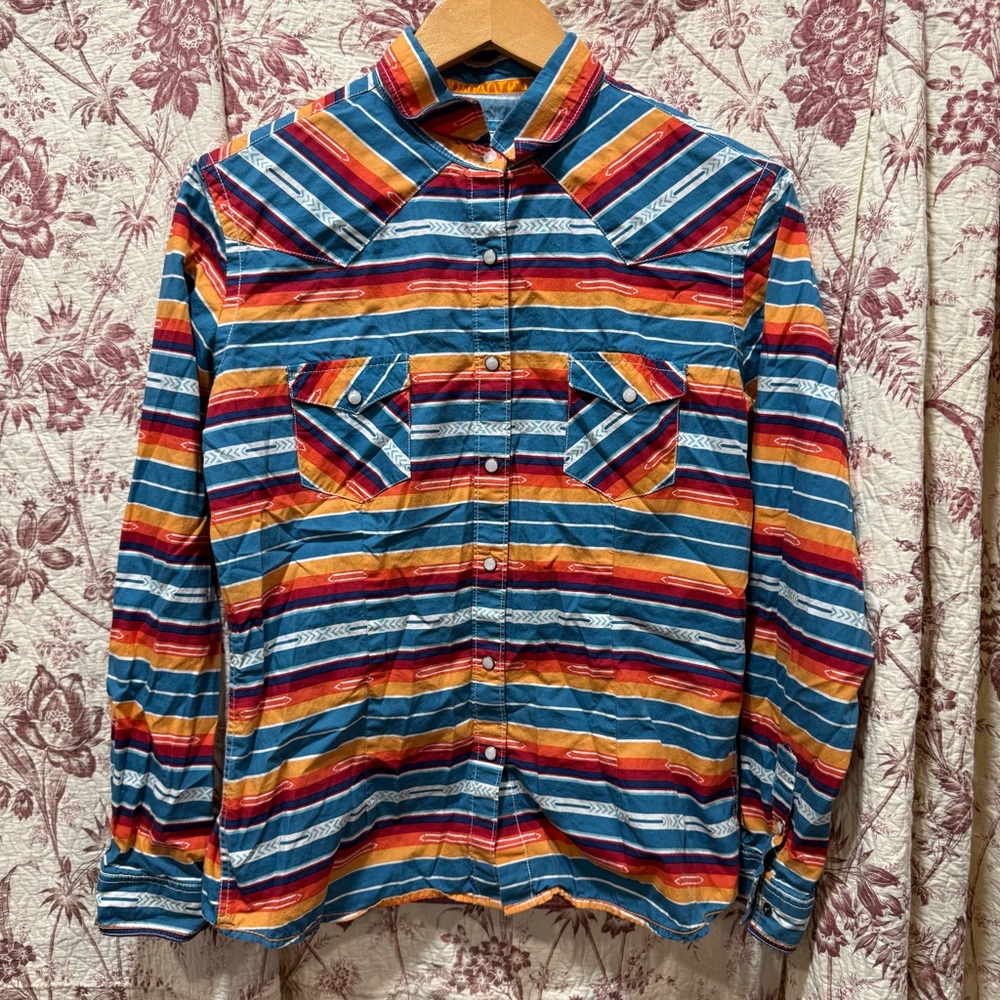 Panhandle Slim Western Snap Shirt Southwest Stripe Arrow Pattern Cotton